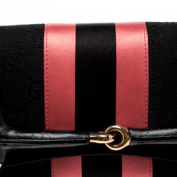 مملوكة مسبقًا Gucci Black/Pink GG Canvas and Satin Small Limited Edition Tom Ford Horsebit Web Chain Clutch