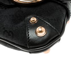 مملوكة مسبقًا Gucci Black/Pink GG Canvas and Satin Small Limited Edition Tom Ford Horsebit Web Chain Clutch