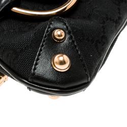 مملوكة مسبقًا Gucci Black/Pink GG Canvas and Satin Small Limited Edition Tom Ford Horsebit Web Chain Clutch