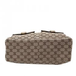 مملوكة مسبقًا Gucci Beige/White GG Canvas D-Gold Multipocket Hobo