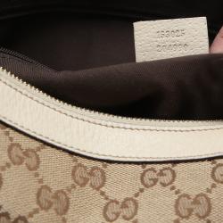 مملوكة مسبقًا Gucci Beige/White GG Canvas D-Gold Multipocket Hobo