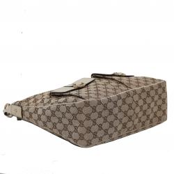 مملوكة مسبقًا Gucci Beige/White GG Canvas D-Gold Multipocket Hobo