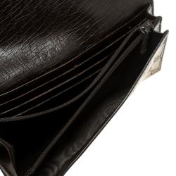 Pre Owned Gucci Beige GG Canvas Bamboo Continental Wallet