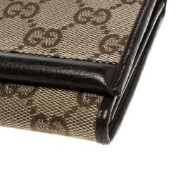 Pre Owned Gucci Beige GG Canvas Bamboo Continental Wallet