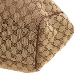 Pre Owned Gucci Beige/Brown GG Canvas and Leather Large Sukey Tote