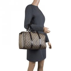 Pre Owned حقيبة غوتشي جوي بوسطن متوسطة جلد غوتشيسيما سوداء