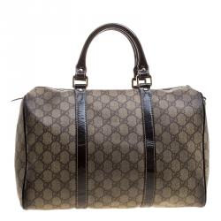 Pre Owned حقيبة غوتشي جوي بوسطن متوسطة جلد غوتشيسيما سوداء