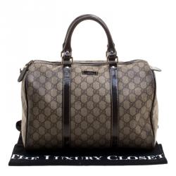 Pre Owned حقيبة غوتشي جوي بوسطن متوسطة جلد غوتشيسيما سوداء