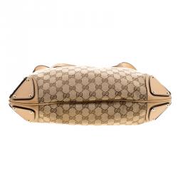 Pre Owned Gucci Beige Monogram Canvas Medium Indy Top Handle Bag