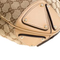 Pre Owned Gucci Beige Monogram Canvas Medium Indy Top Handle Bag