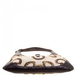 Pre Owned Gucci Beige/Brown Horsebit Printed Canvas and Leather Amalfi Hobo