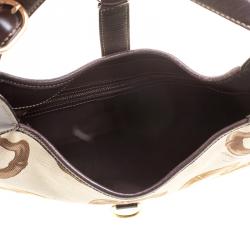 Pre Owned Gucci Beige/Brown Horsebit Printed Canvas and Leather Amalfi Hobo