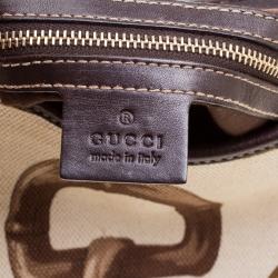 Pre Owned Gucci Beige/Brown Horsebit Printed Canvas and Leather Amalfi Hobo