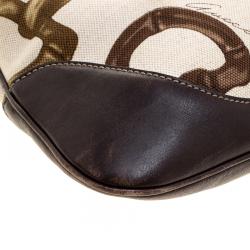 Pre Owned Gucci Beige/Brown Horsebit Printed Canvas and Leather Amalfi Hobo