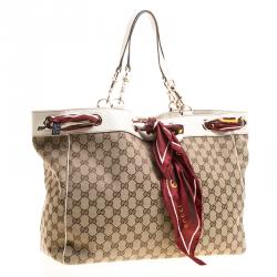 Pre Owned حقيبة يد غوت شي بوسيتانو سكارف  كانفاس GG كبيرة