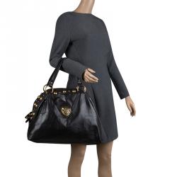 مملوكة مسبق�ًا Gucci Black Leather Large Babouska Dome Satchel