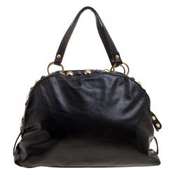 مملوكة مسبقًا Gucci Black Leather Large Babouska Dome Satchel