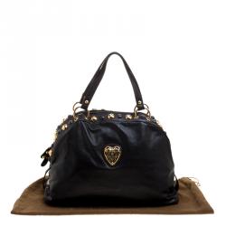 مملوكة مسبقًا Gucci Black Leather Large Babouska Dome Satchel