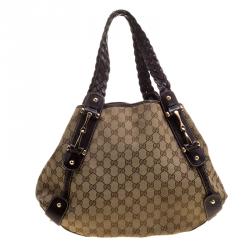 مملوكة مسبقًا Gucci Beige/Ebony GG Canvas and Leather Medium Pelham Hobo
