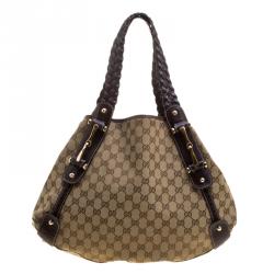 مملوكة مسبقًا Gucci Beige/Ebony GG Canvas and Leather Medium Pelham Hobo