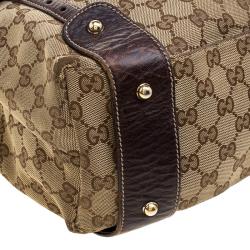 مملوكة مسبقًا Gucci Beige/Ebony GG Canvas and Leather Medium Pelham Hobo