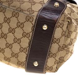 مملوكة مسبقًا Gucci Beige/Ebony GG Canvas and Leather Medium Pelham Hobo