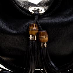Pre Owned Gucci Black Leather Large Indy Top Handle Bag