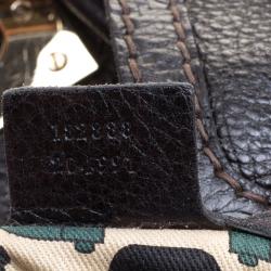 Pre Owned Gucci Black Leather Large Indy Top Handle Bag