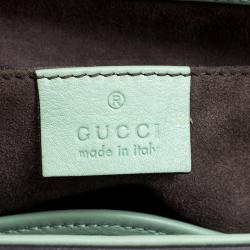 Pre Owned Gucci Mint Green Patent Leather Mini Lady Lock Bamboo Top Handle Bag
