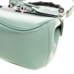 Pre Owned Gucci Mint Green Patent Leather Mini Lady Lock Bamboo Top Handle Bag
