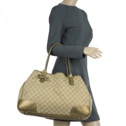 Pre Owned Gucci Metallic Monogram Large Princy Tote