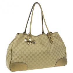 Pre Owned Gucci Metallic Monogram Large Princy Tote