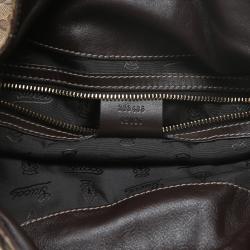 Pre Owned Gucci Beige/Ebony Crystal Coated Canvas Hysteria Hobo