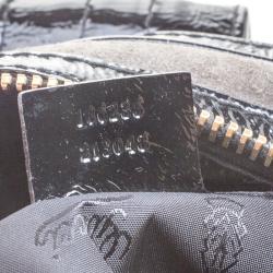 Pre Owned Gucci Black/Khaki Patent Leather and Suede Aviatrix Boston Bag