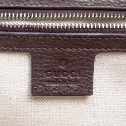 Pre Owned Gucci Brown Canvas Leather Large New Bamboo Tassel Top Handle Bag