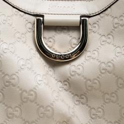 Pre Owned Gucci Beige Guccissima Leather Large D Ring Top Handle Bag