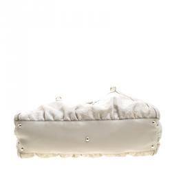 Pre Owned Gucci Beige Guccissima Leather Large D Ring Top Handle Bag