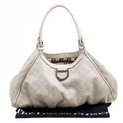 Pre Owned Gucci Beige Guccissima Leather Large D Ring Top Handle Bag