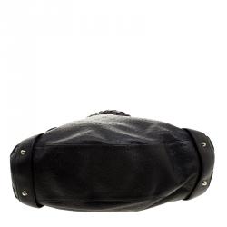Pre Owned Gucci Black Guccissima Leather Medium Horsebit Pelham Shoulder Bag