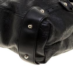 Pre Owned Gucci Black Guccissima Leather Medium Horsebit Pelham Shoulder Bag