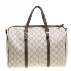 Pre Owned Gucci Beige GG Supreme Canvas Nice Boston Bag
