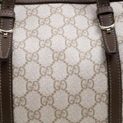 Pre Owned Gucci Beige GG Supreme Canvas Nice Boston Bag