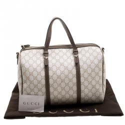 Pre Owned Gucci Beige GG Supreme Canvas Nice Boston Bag