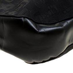 Pre Owned Gucci Black Horsebit Print Canvas Hobo