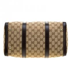 Pre Owned Gucci Beige/Brown Canvas Web Original GG Boston Bag