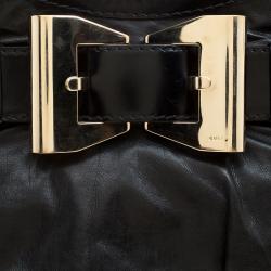 مملوكة مسبقًا حقيبة غوتشي كوين كبيرة جلد سوداء/ رصاصية