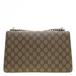 Pre Owned Gucci Beige GG Supreme Canvas and Suede Dionysus Shoulder Bag