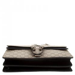 Pre Owned Gucci Beige GG Supreme Canvas and Suede Dionysus Shoulder Bag