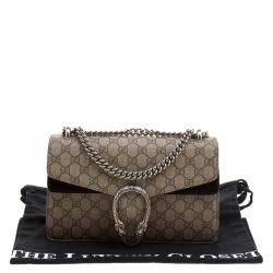 Pre Owned Gucci Beige GG Supreme Canvas and Suede Dionysus Shoulder Bag