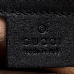 Pre Owned Gucci Black Matelasse Leather Small GG Marmont Top Handle Bag